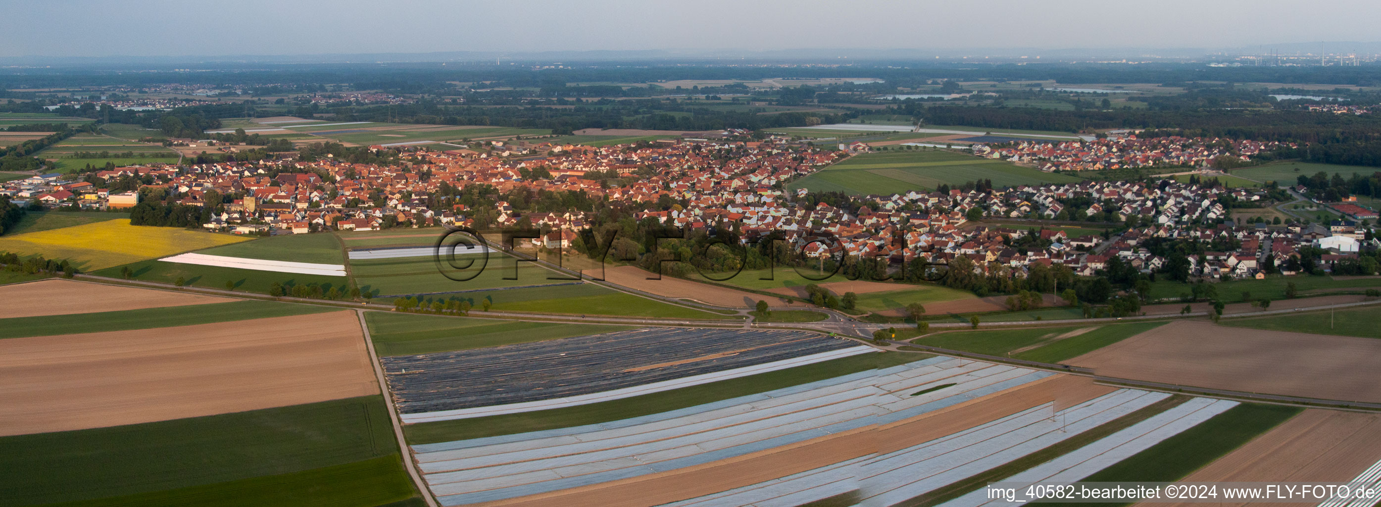 Rheinzabern dans le département Rhénanie-Palatinat, Allemagne vu d'un drone