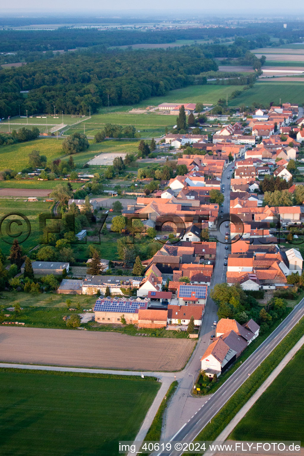 Brehmstr à le quartier Minderslachen in Kandel dans le département Rhénanie-Palatinat, Allemagne depuis l'avion