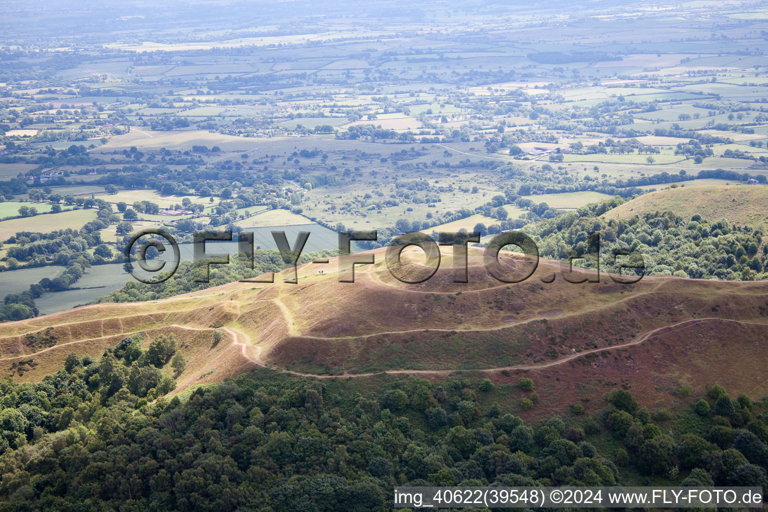 Vue aérienne de Malvern Wells, fouilles préhistoriques à le quartier Durlow Common in Putley dans le département Angleterre, Grande Bretagne