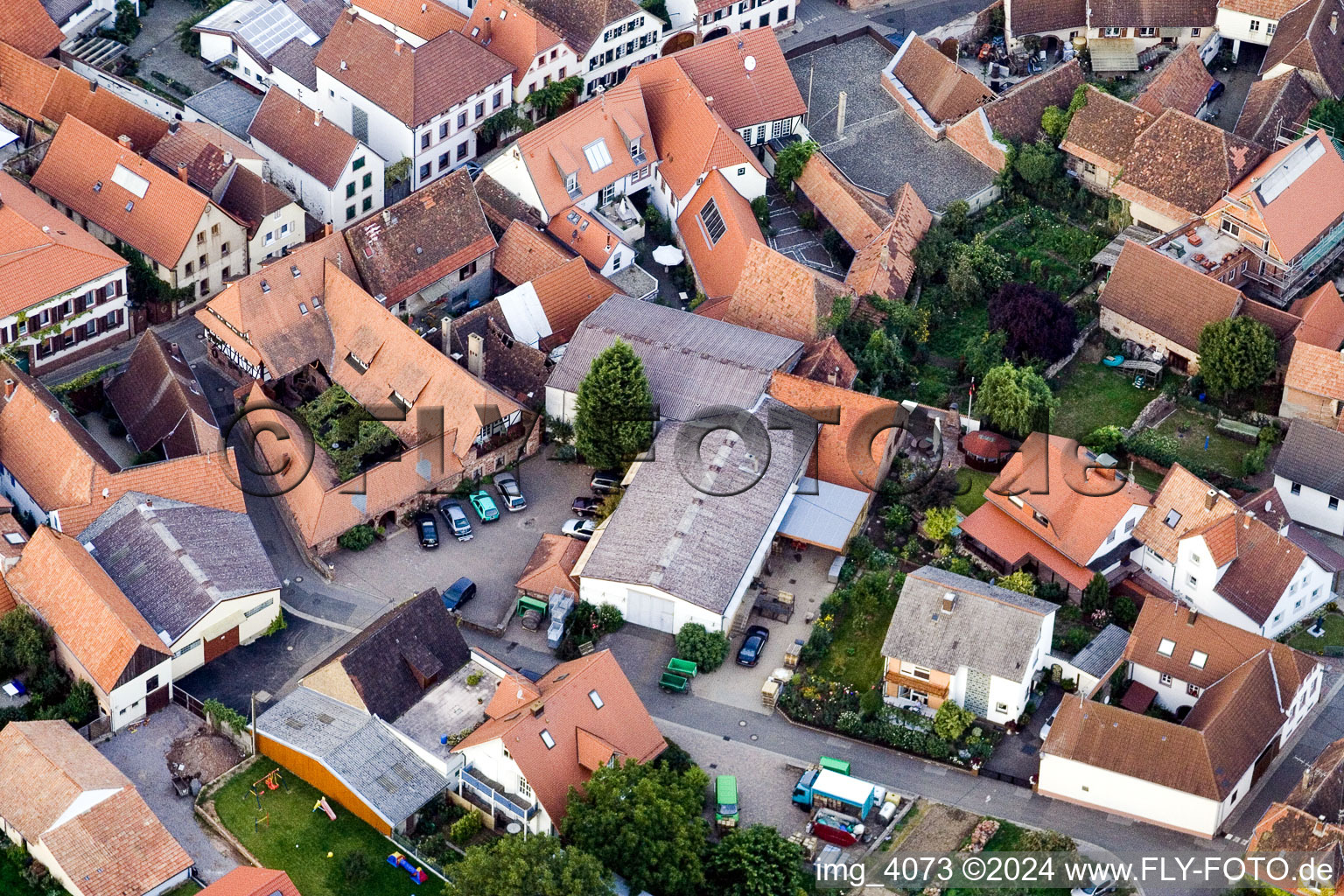 Birkweiler dans le département Rhénanie-Palatinat, Allemagne du point de vue du drone