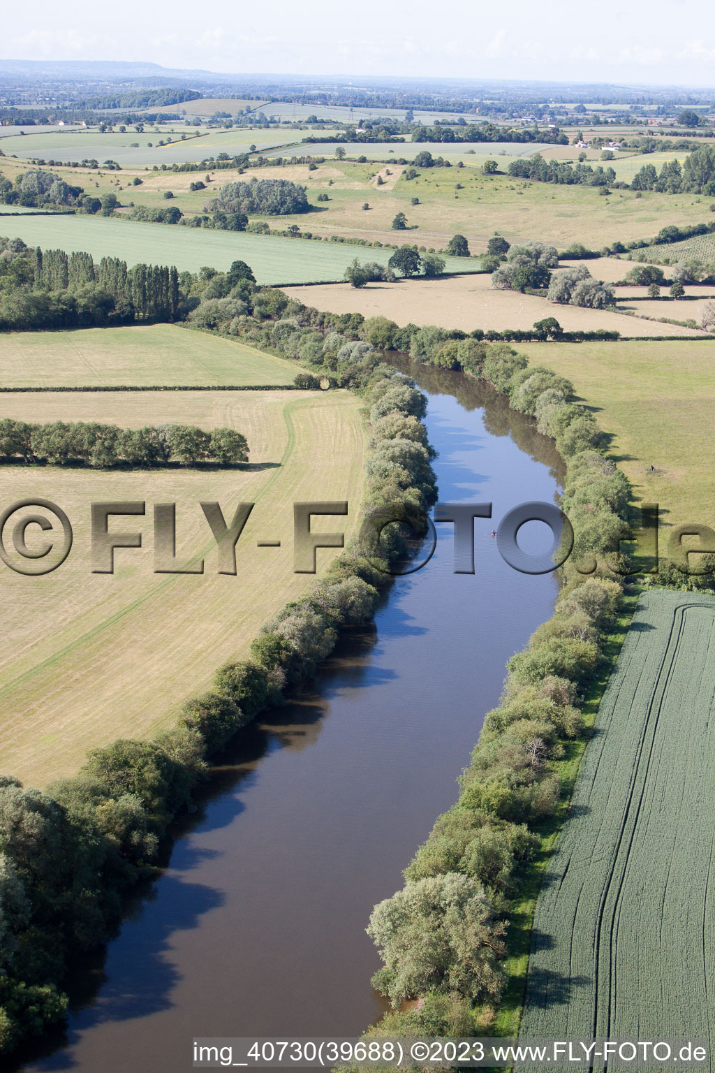 Vue aérienne de Rivière Severn près de Sandhurst à Ashleworth dans le département Angleterre, Grande Bretagne