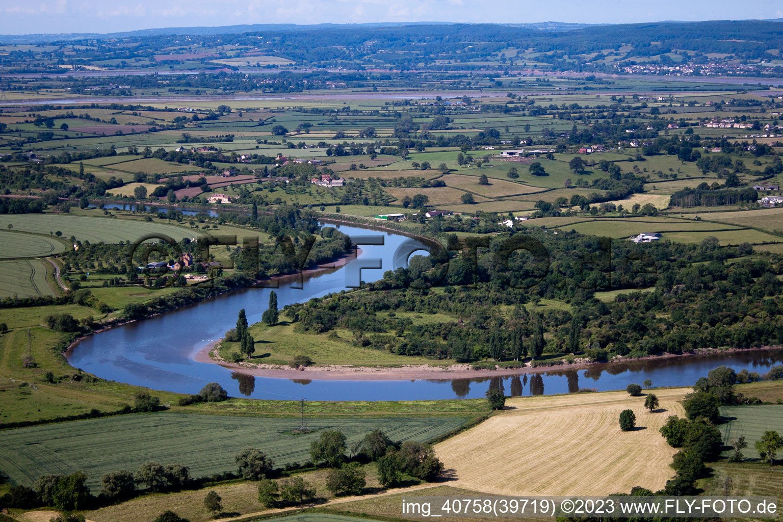 Vue aérienne de Genou de la rivière Severn près d'Oakle Street à Elmore dans le département Angleterre, Grande Bretagne
