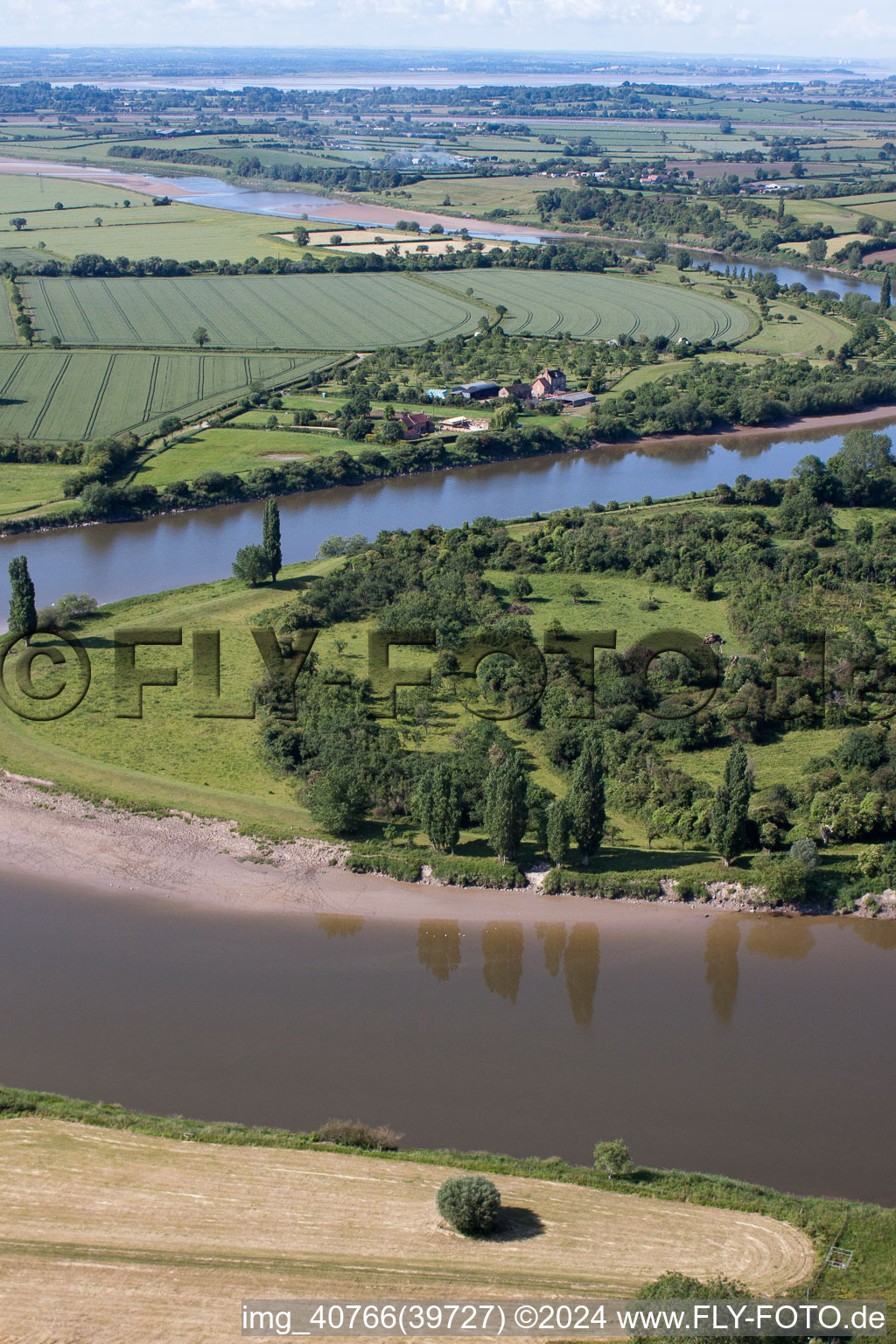 Vue aérienne de Genou de la rivière Severn près de Oakle Street à Oakle Street dans le département Angleterre, Grande Bretagne