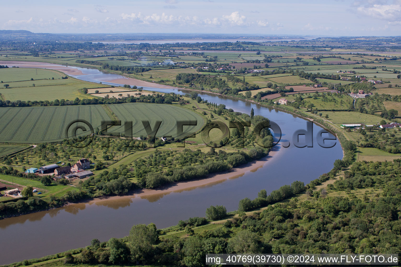 Vue oblique de Genou de la rivière Severn près de Oakle Street à Oakle Street dans le département Angleterre, Grande Bretagne