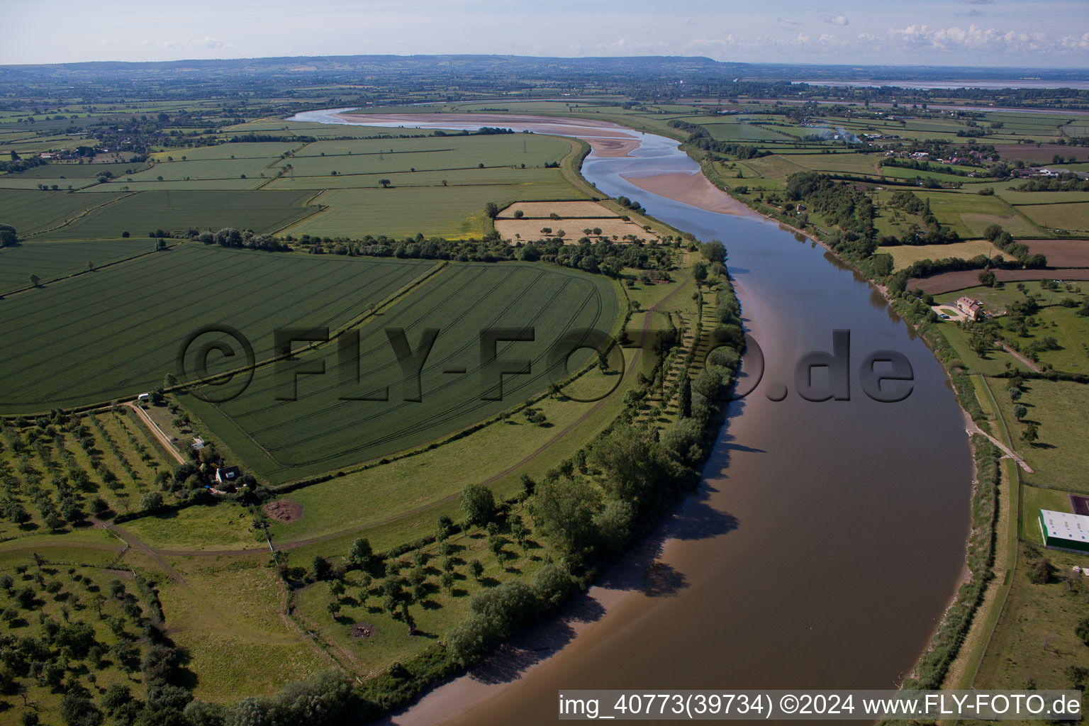 Vue oblique de Genou de la rivière Severn près de Oakle Street à Oakle Street dans le département Angleterre, Grande Bretagne