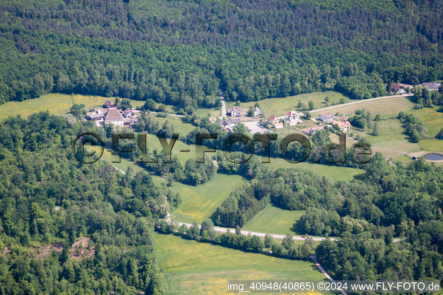 Vue oblique de Bienwaldmühle dans le département Rhénanie-Palatinat, Allemagne