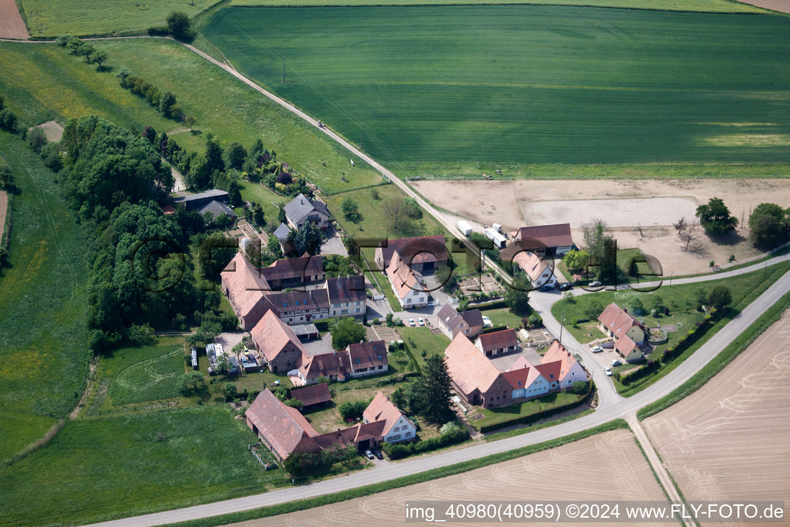 Schleithal dans le département Bas Rhin, France vu d'un drone