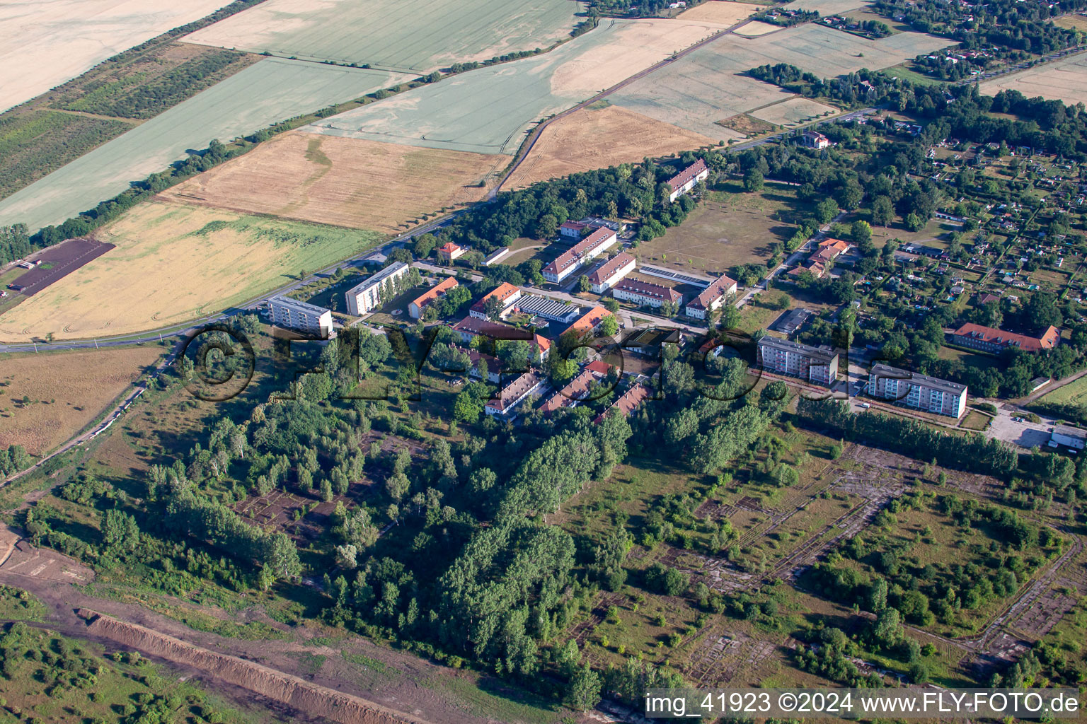 Vue aérienne de Champs agricoles et surfaces utilisables à le quartier Quarmbeck in Quedlinburg dans le département Saxe-Anhalt, Allemagne