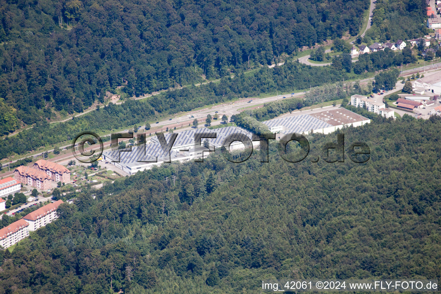 Vue oblique de Filage à Ettlingen dans le département Bade-Wurtemberg, Allemagne