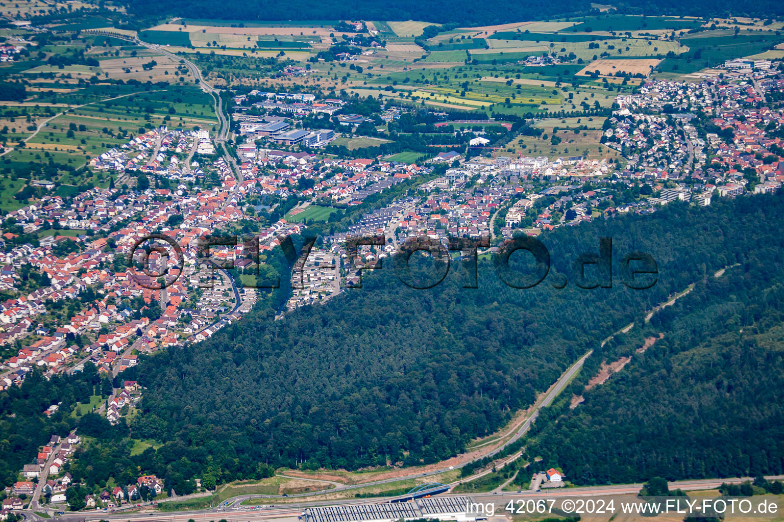 Photographie aérienne de De l'ouest à le quartier Busenbach in Waldbronn dans le département Bade-Wurtemberg, Allemagne