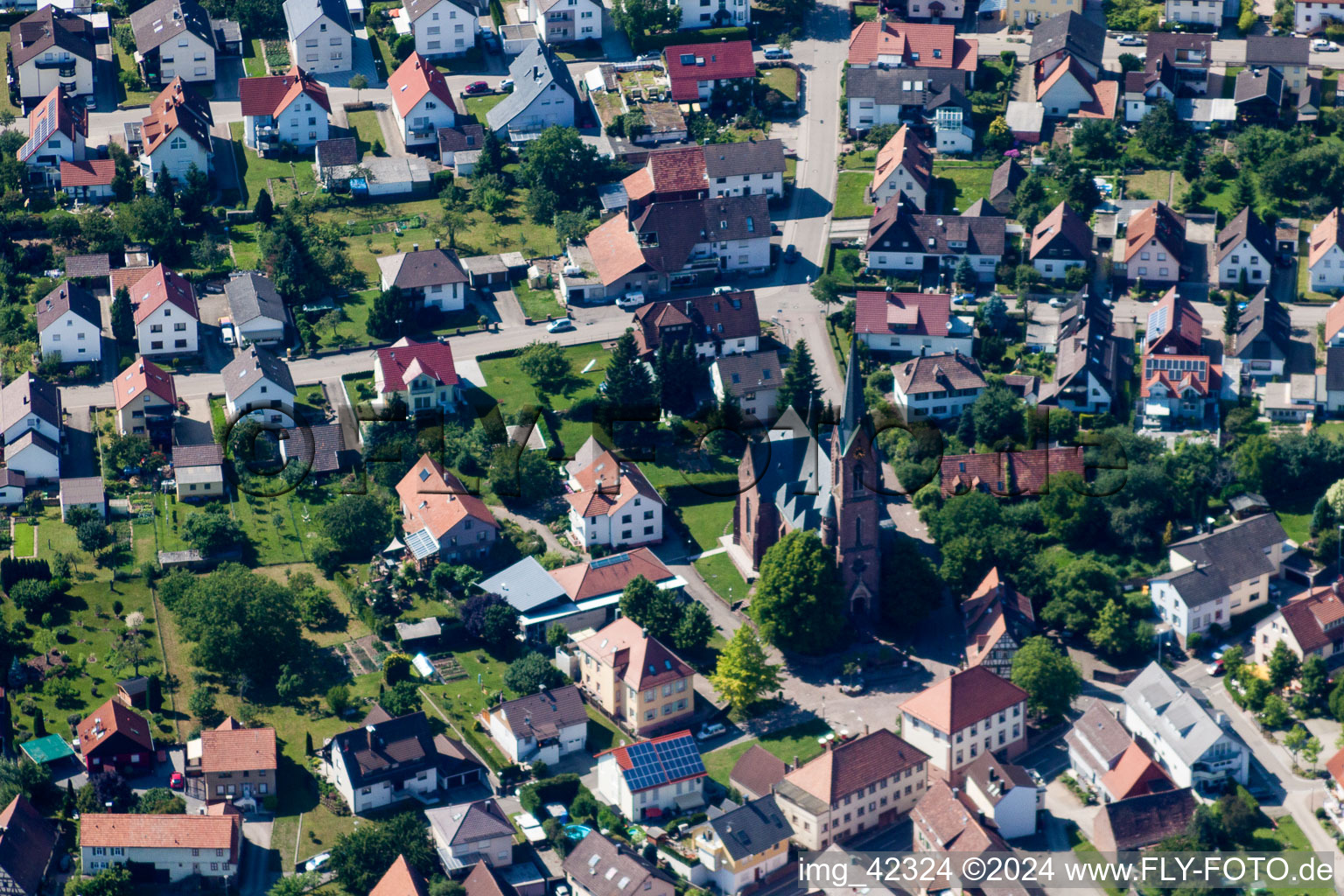 Enregistrement par drone de Quartier Schöllbronn in Ettlingen dans le département Bade-Wurtemberg, Allemagne