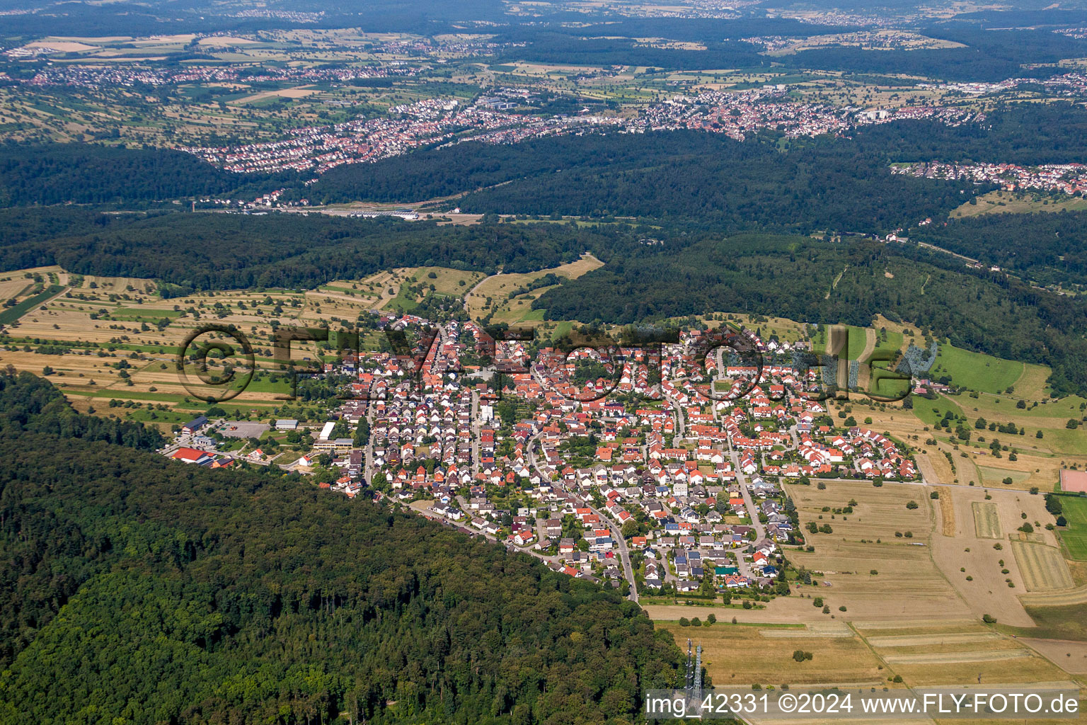 Vue aérienne de Spessart, dans le Land de Bade-Wurtemberg à le quartier Spessart in Ettlingen dans le département Bade-Wurtemberg, Allemagne