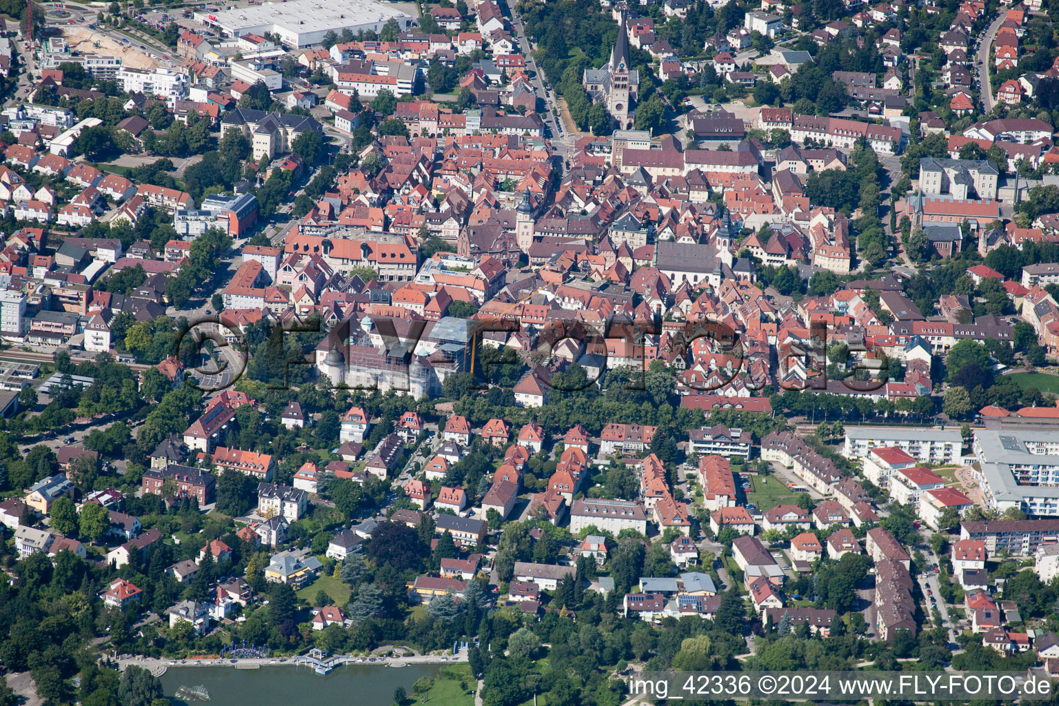 Vue oblique de Vieille ville à Ettlingen dans le département Bade-Wurtemberg, Allemagne