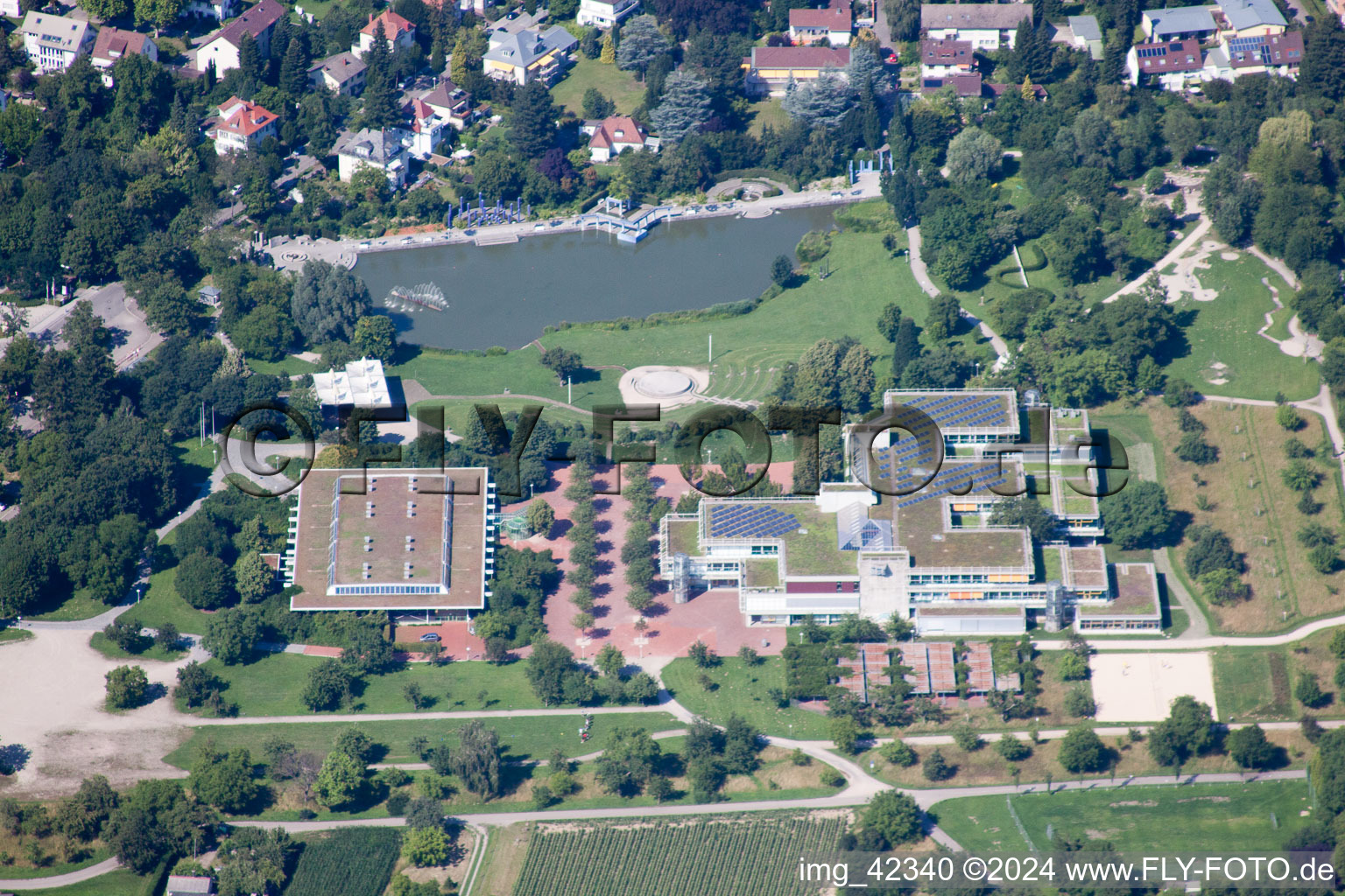 Vue aérienne de Gymnase Albert Magnus au Horbachpark à Ettlingen dans le département Bade-Wurtemberg, Allemagne