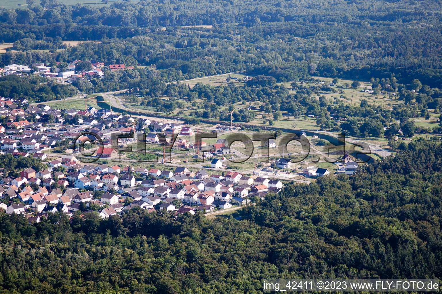 Vue aérienne de Nouvelle zone de développement ouest à Jockgrim dans le département Rhénanie-Palatinat, Allemagne