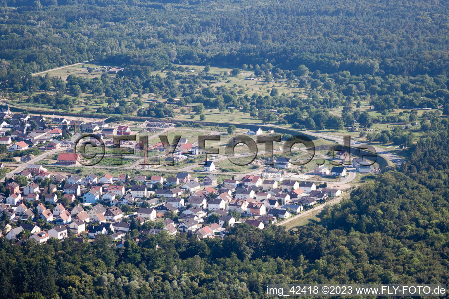 Photographie aérienne de Nouvelle zone de développement ouest à Jockgrim dans le département Rhénanie-Palatinat, Allemagne