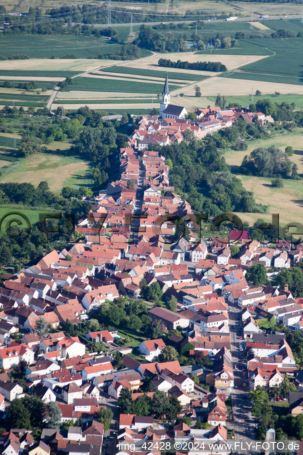 Vue aérienne de Hinterstädel depuis le nord à Jockgrim dans le département Rhénanie-Palatinat, Allemagne