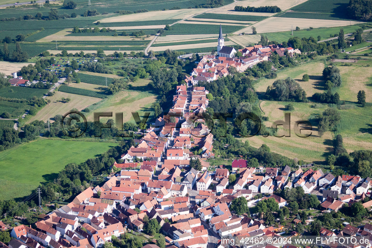 Photographie aérienne de Hinterstädel depuis le nord à Jockgrim dans le département Rhénanie-Palatinat, Allemagne