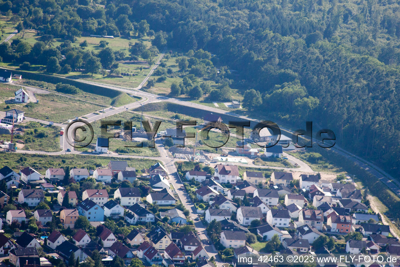 Vue oblique de Nouvelle zone de développement ouest à Jockgrim dans le département Rhénanie-Palatinat, Allemagne