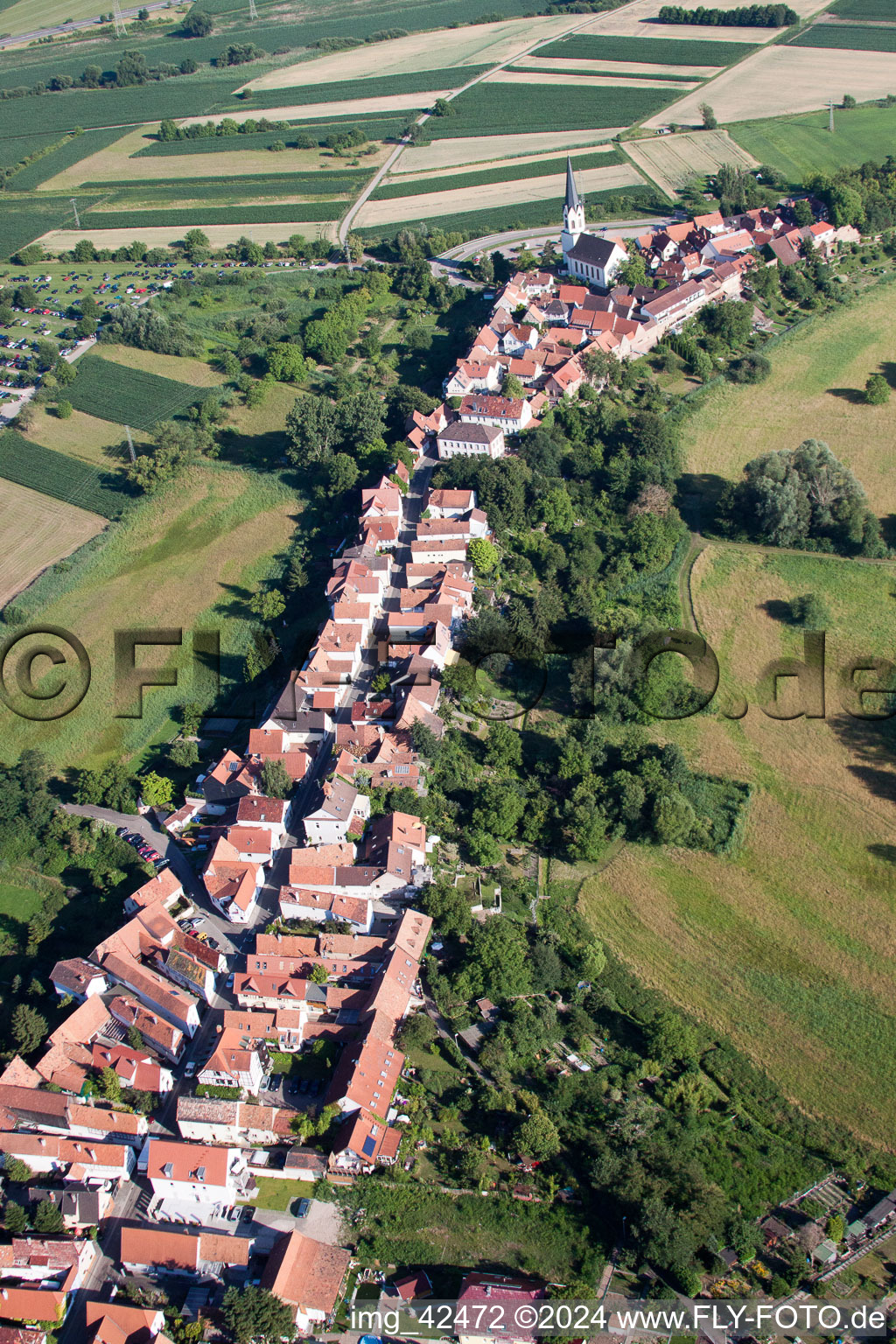 Vue oblique de Hinterstädel depuis le nord à Jockgrim dans le département Rhénanie-Palatinat, Allemagne