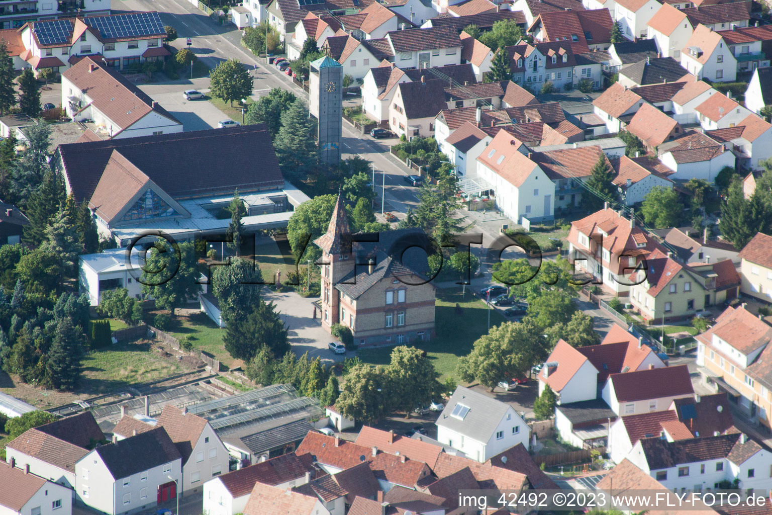 L'hôtel de ville à Jockgrim dans le département Rhénanie-Palatinat, Allemagne d'en haut