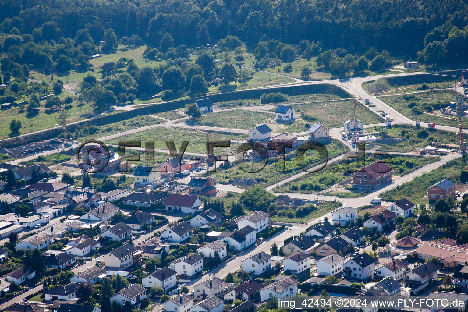 Vue d'oiseau de Nouvelle zone de développement ouest à Jockgrim dans le département Rhénanie-Palatinat, Allemagne