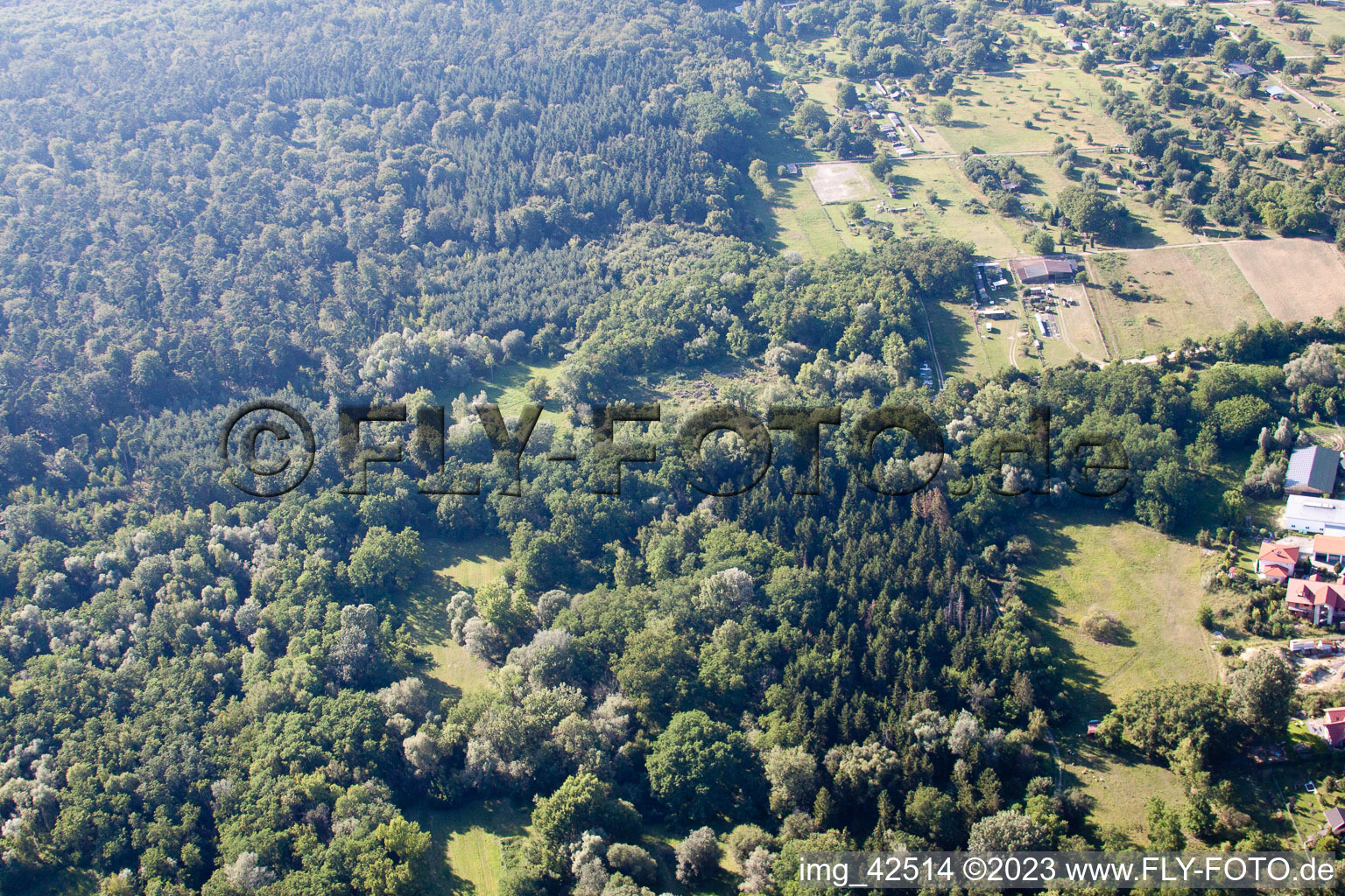 Vue oblique de Fosse d'argile à Jockgrim dans le département Rhénanie-Palatinat, Allemagne