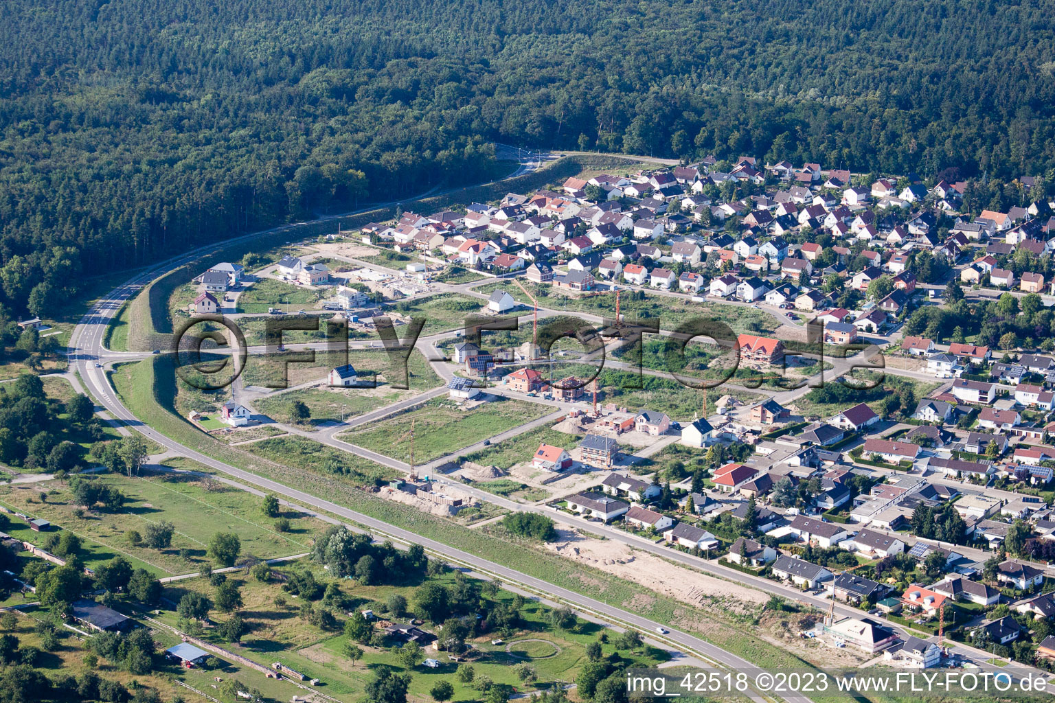 Enregistrement par drone de Nouvelle zone de développement ouest à Jockgrim dans le département Rhénanie-Palatinat, Allemagne