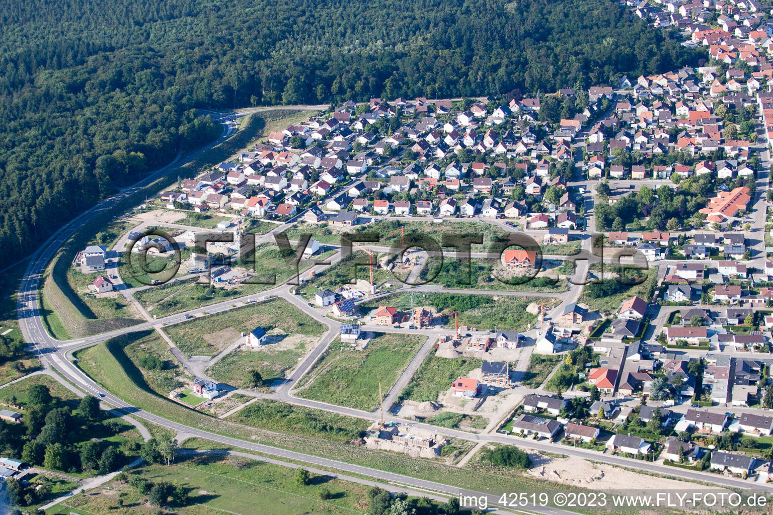 Image drone de Nouvelle zone de développement ouest à Jockgrim dans le département Rhénanie-Palatinat, Allemagne