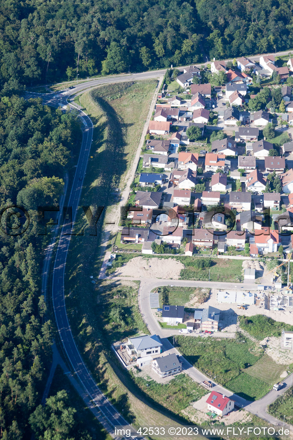 Vue aérienne de Nouvelle zone de développement ouest à Jockgrim dans le département Rhénanie-Palatinat, Allemagne