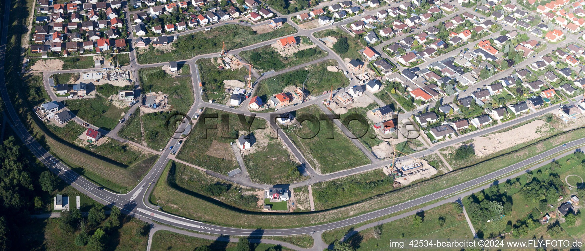 Photographie aérienne de Nouvelle zone de développement ouest à Jockgrim dans le département Rhénanie-Palatinat, Allemagne