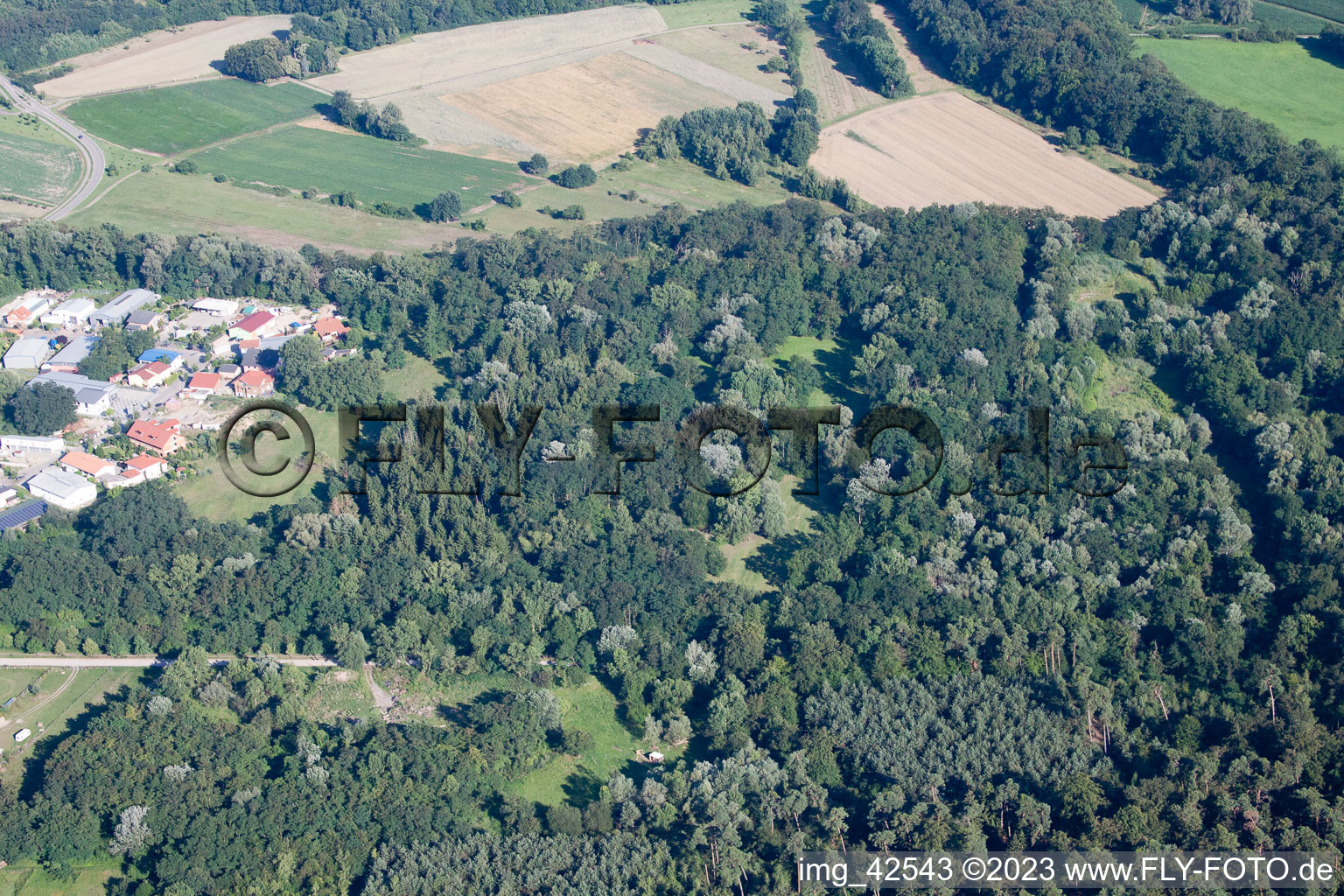 Fosse d'argile à Jockgrim dans le département Rhénanie-Palatinat, Allemagne hors des airs