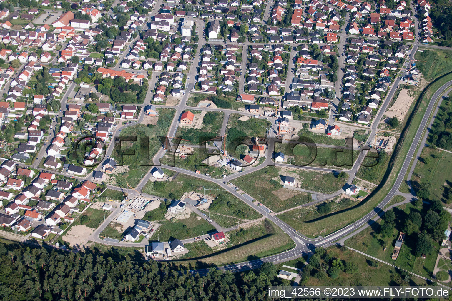 Photographie aérienne de Nouvelle zone de développement ouest à Jockgrim dans le département Rhénanie-Palatinat, Allemagne