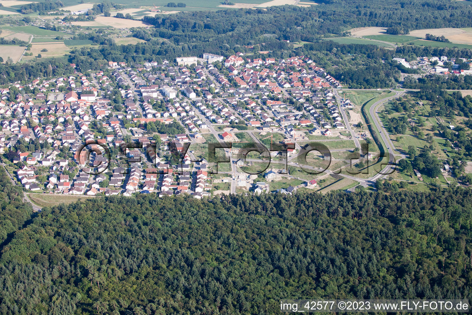 Vue oblique de Nouvelle zone de développement ouest à Jockgrim dans le département Rhénanie-Palatinat, Allemagne