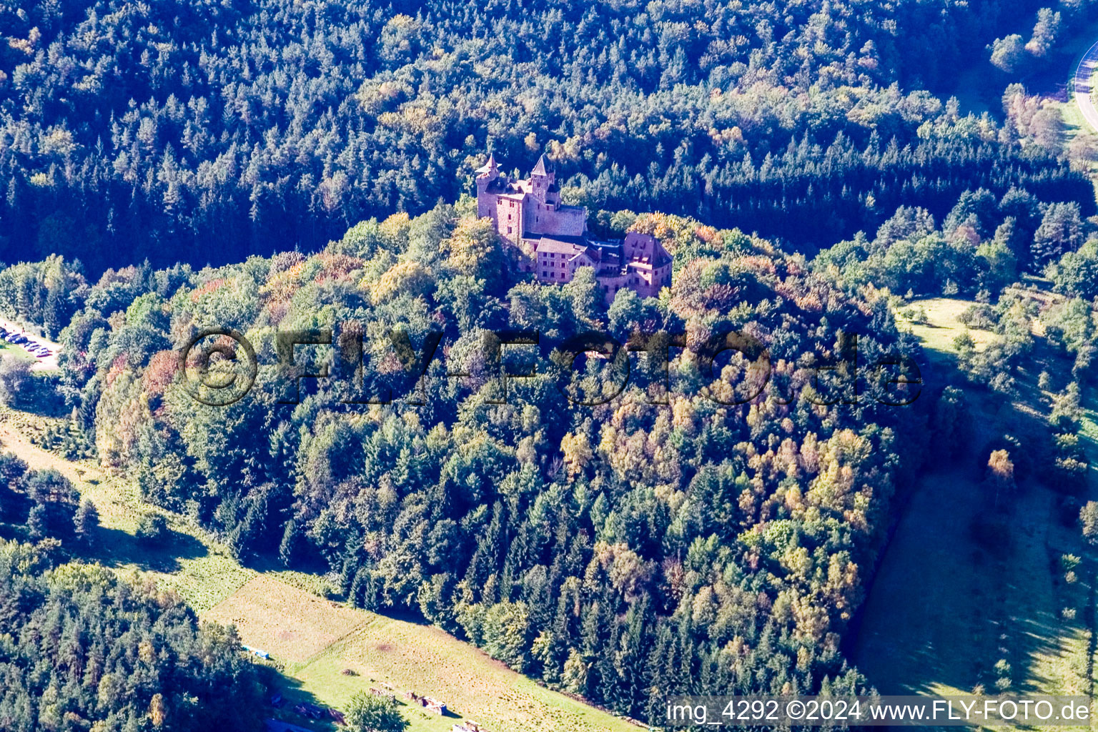 Château de Berwartstein à Erlenbach bei Dahn dans le département Rhénanie-Palatinat, Allemagne d'en haut