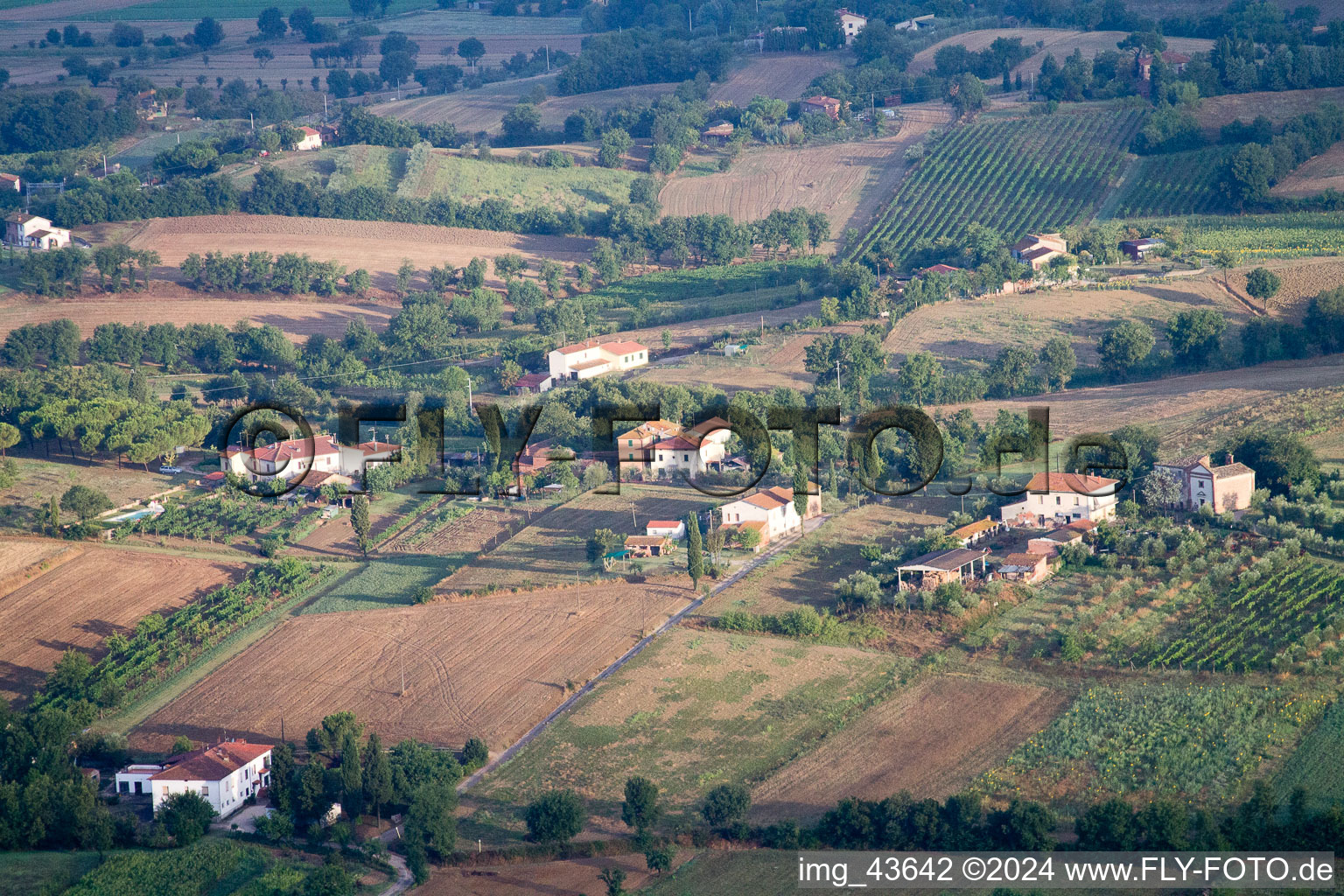 Vue aérienne de Foiano della Chiana dans le département Toscane, Italie