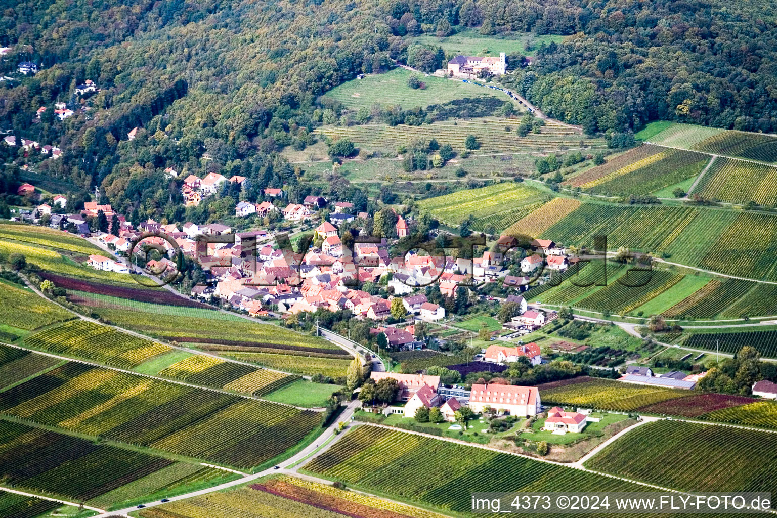 Leinsweiler dans le département Rhénanie-Palatinat, Allemagne vue d'en haut