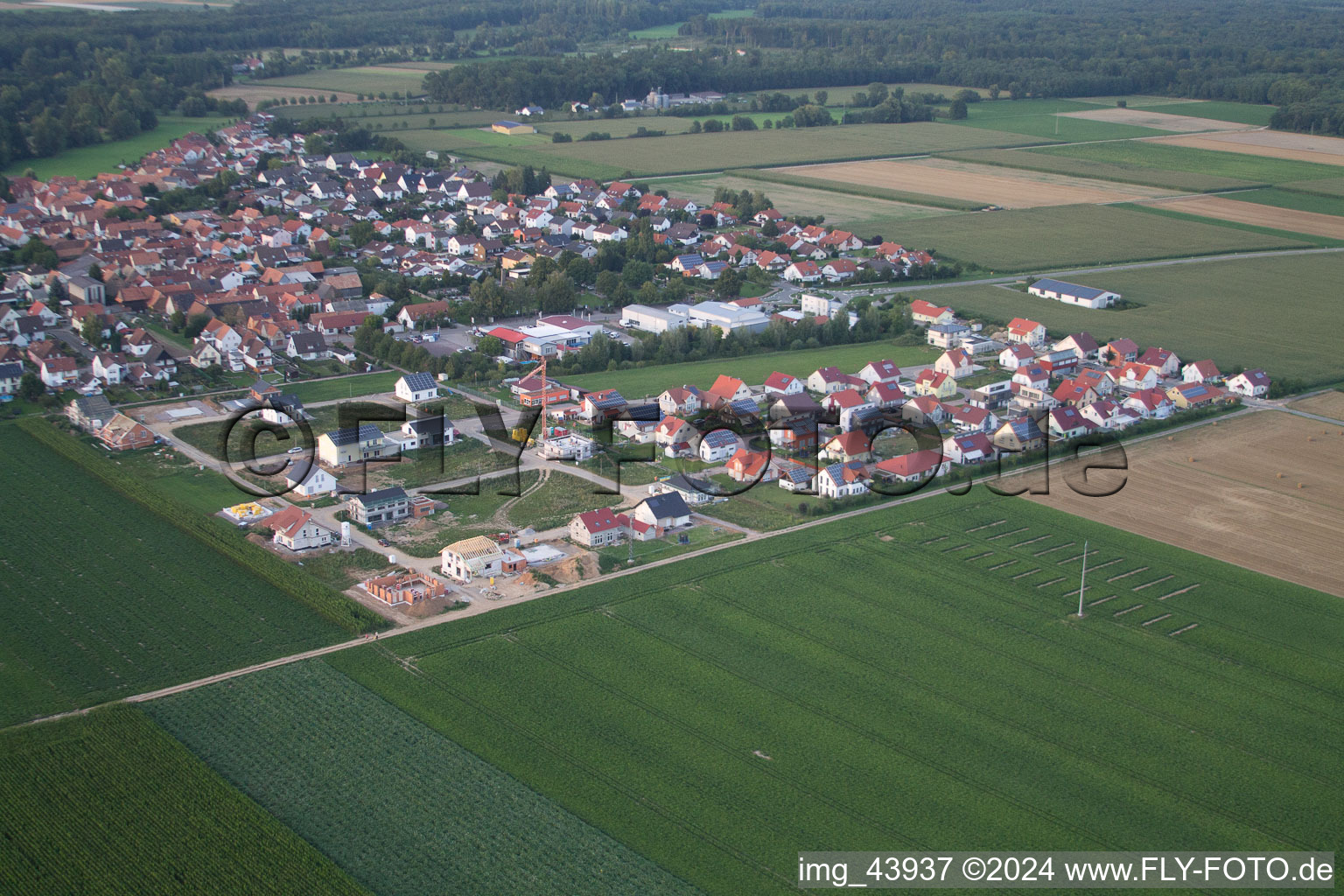 Nouvelle zone de développement Brotäcker à Steinweiler dans le département Rhénanie-Palatinat, Allemagne depuis l'avion