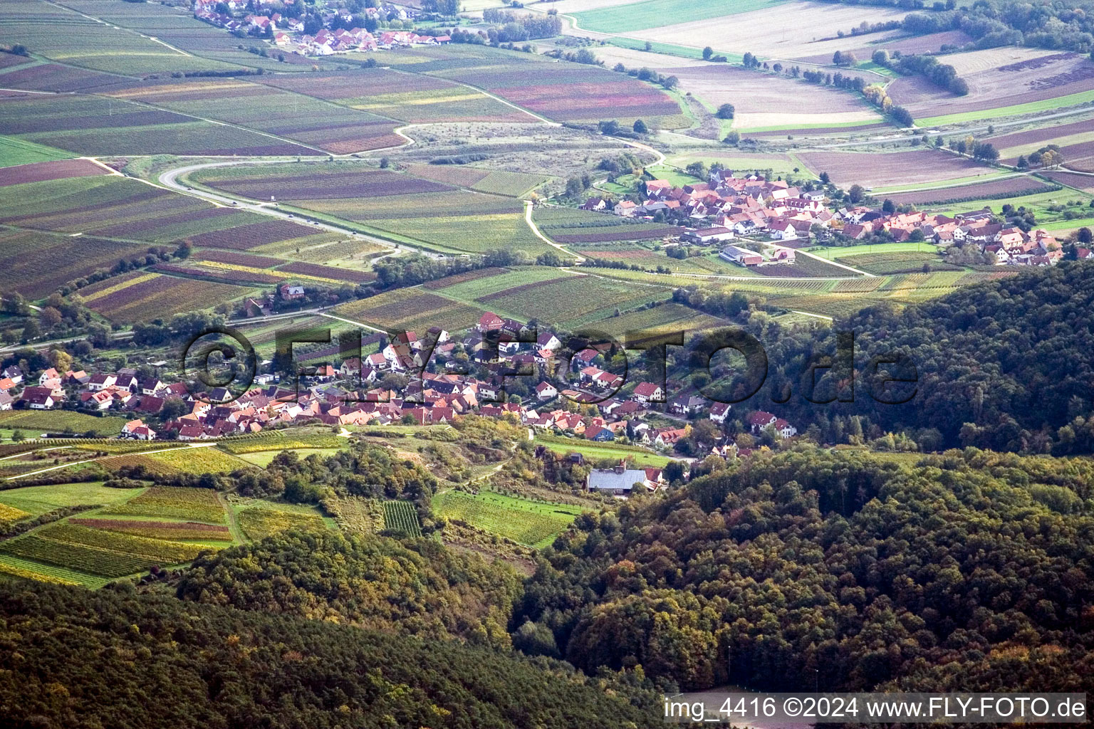 Quartier Gleishorbach in Gleiszellen-Gleishorbach dans le département Rhénanie-Palatinat, Allemagne depuis l'avion