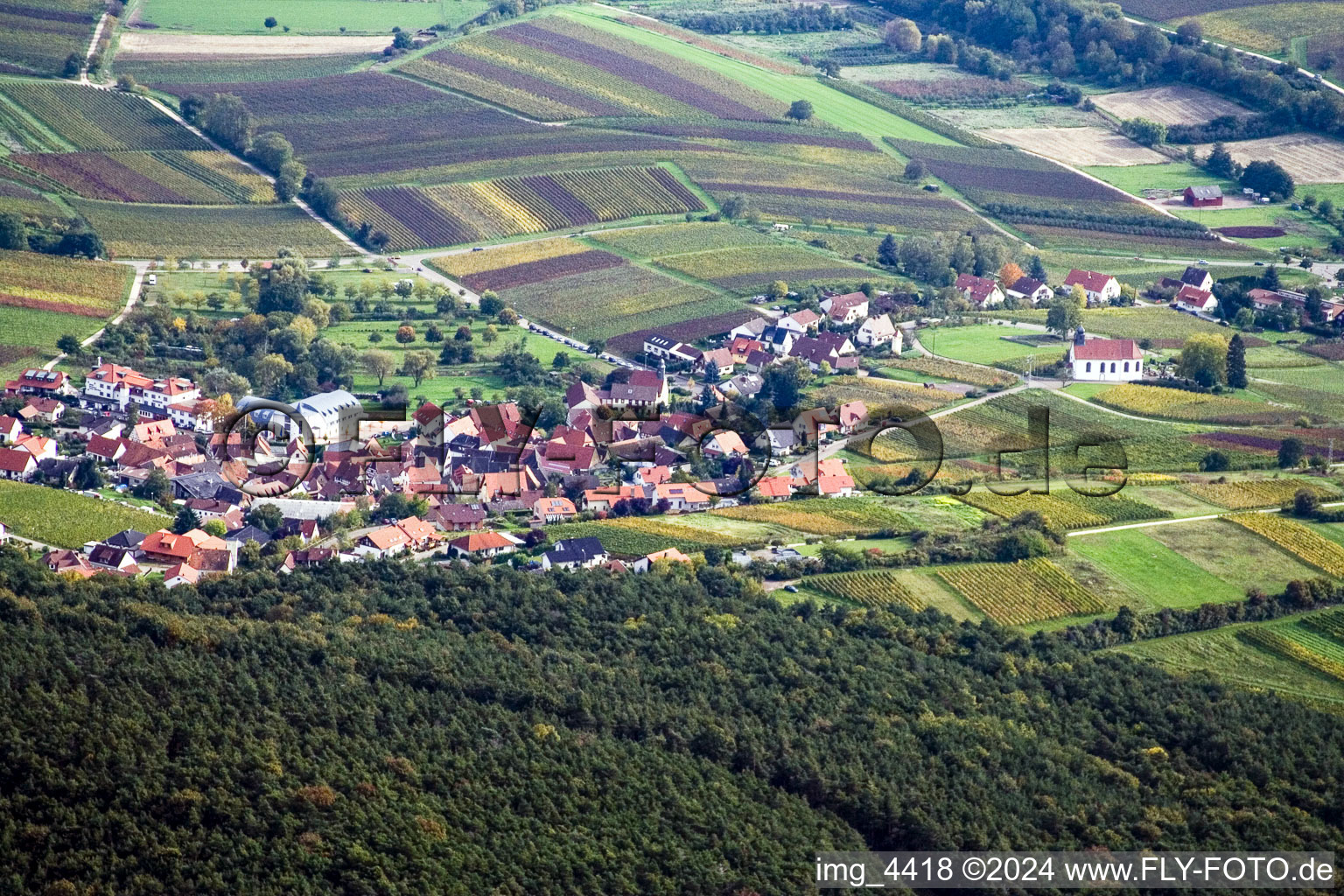 Vue aérienne de Gleishohrbach à le quartier Gleiszellen in Gleiszellen-Gleishorbach dans le département Rhénanie-Palatinat, Allemagne