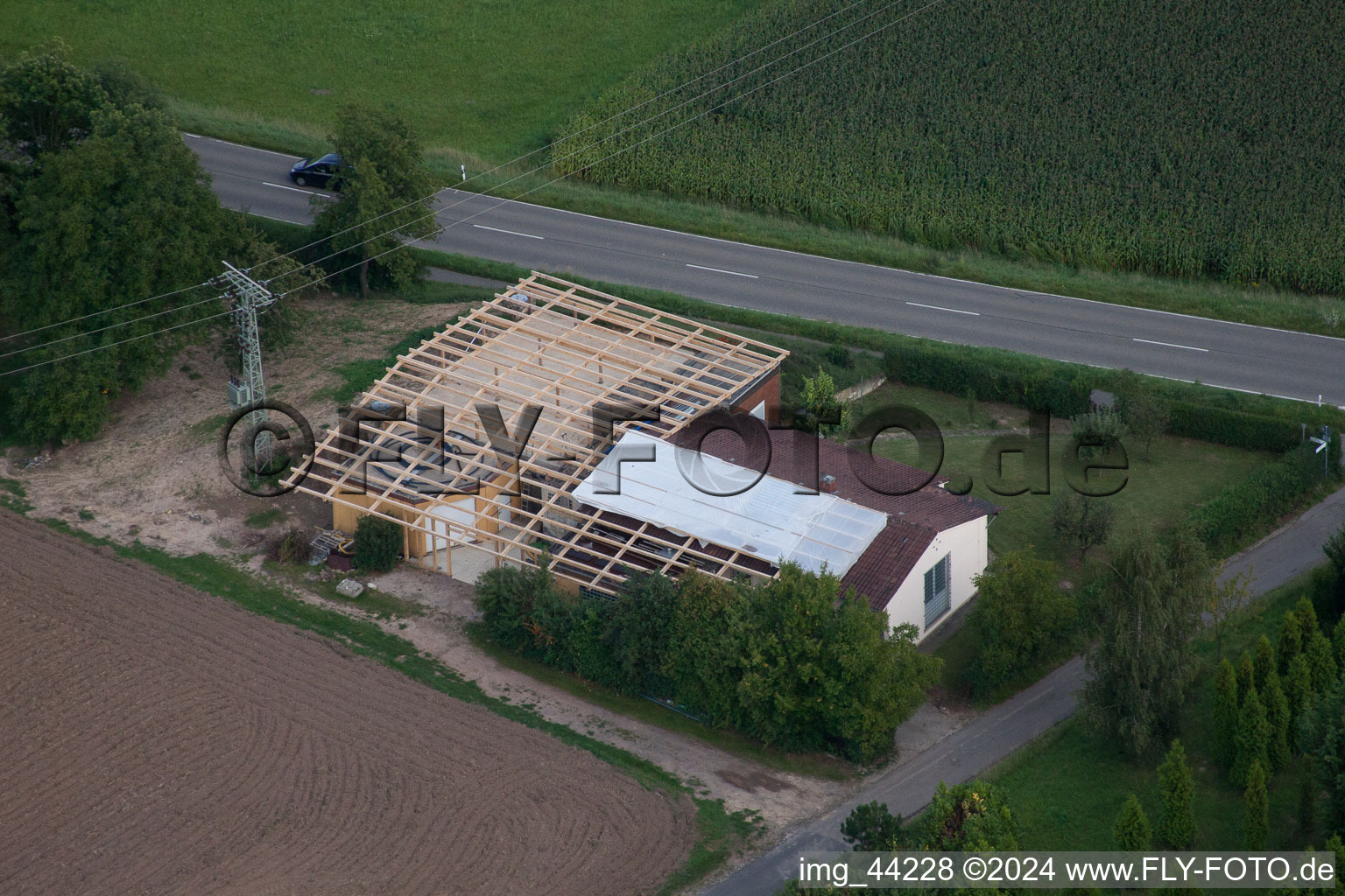 Quartier Schaidt in Wörth am Rhein dans le département Rhénanie-Palatinat, Allemagne depuis l'avion