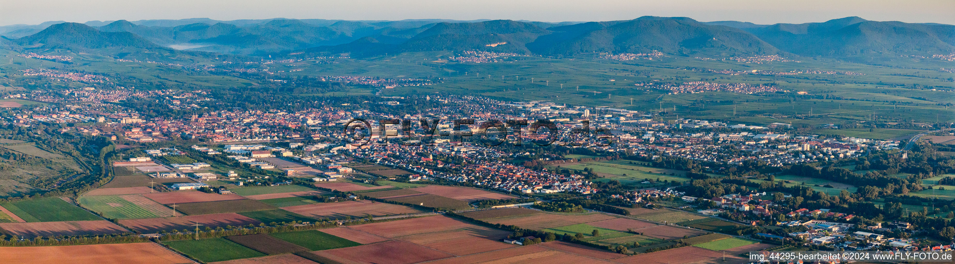 Vue aérienne de Zone urbaine en perspective panoramique avec périphérie et centre-ville à le quartier Queichheim in Landau in der Pfalz dans le département Rhénanie-Palatinat, Allemagne