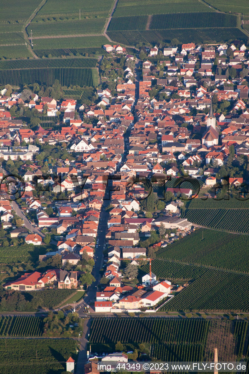 Vue oblique de Maikammer dans le département Rhénanie-Palatinat, Allemagne