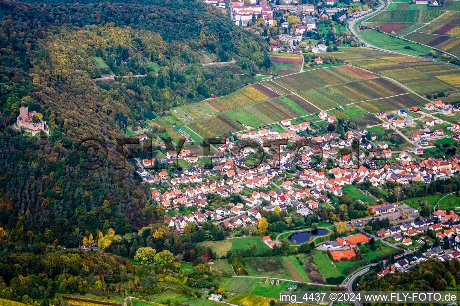 Vue oblique de Ruines de Landeck à Klingenmünster dans le département Rhénanie-Palatinat, Allemagne