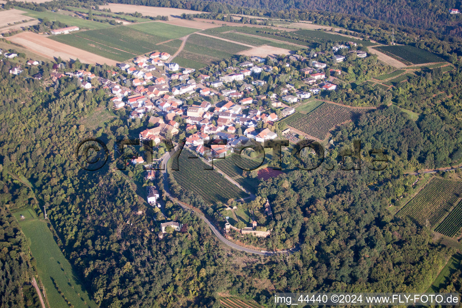 Vue d'oiseau de Battenberg dans le département Rhénanie-Palatinat, Allemagne