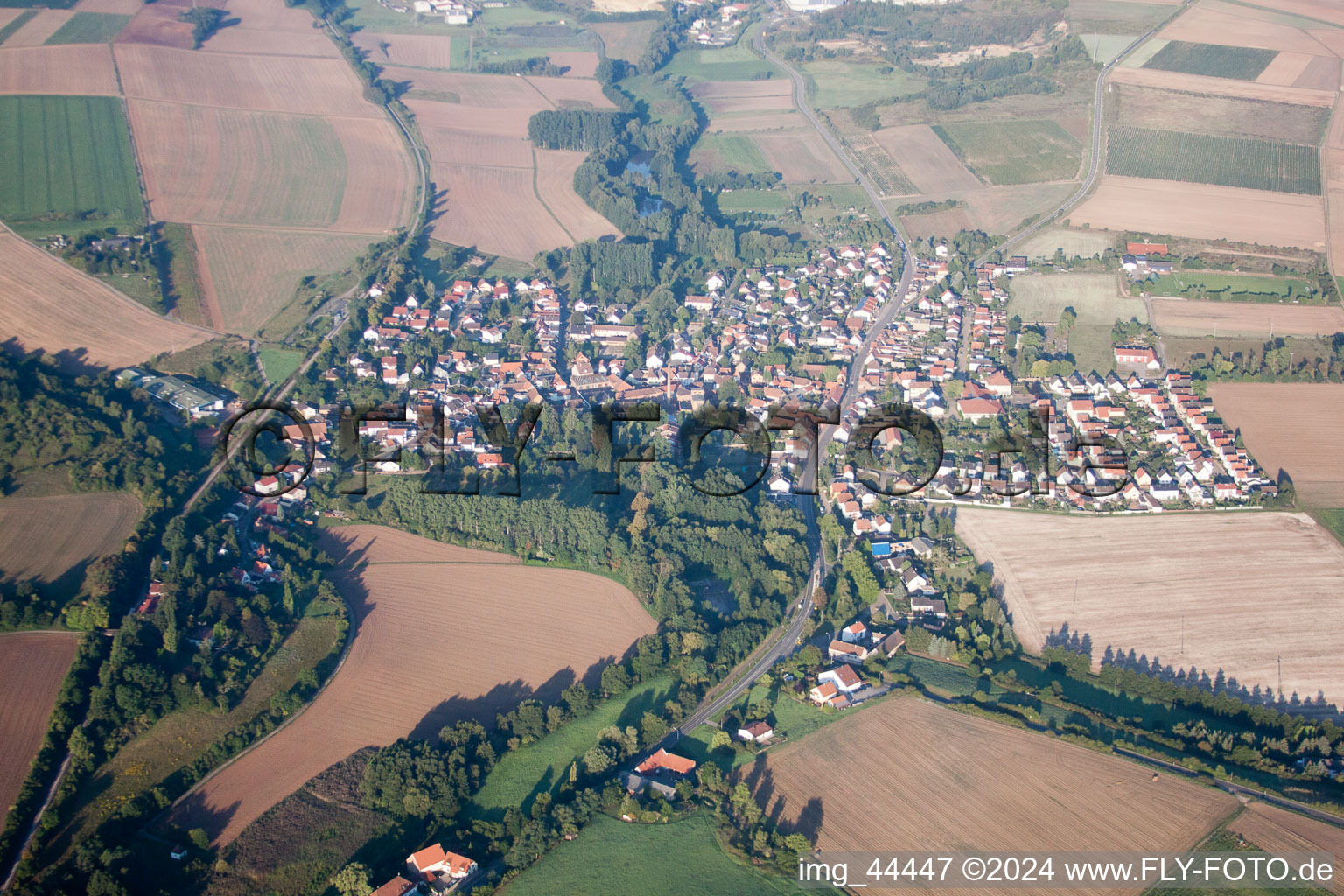 Vue aérienne de Champs agricoles et surfaces utilisables à Ebertsheim dans le département Rhénanie-Palatinat, Allemagne