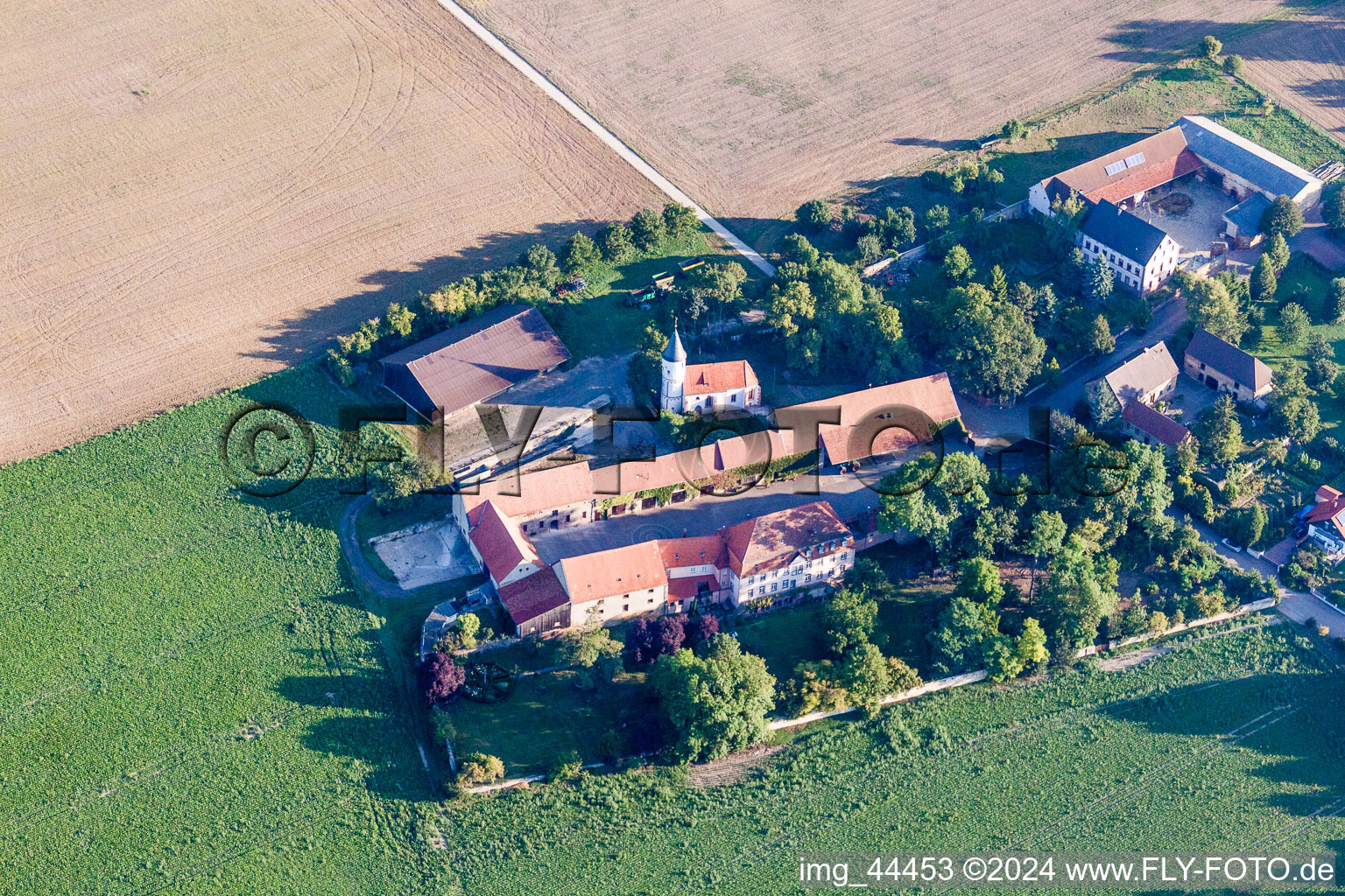 Vue aérienne de Église protestante Saint-Martin à Quirnheim dans le département Rhénanie-Palatinat, Allemagne