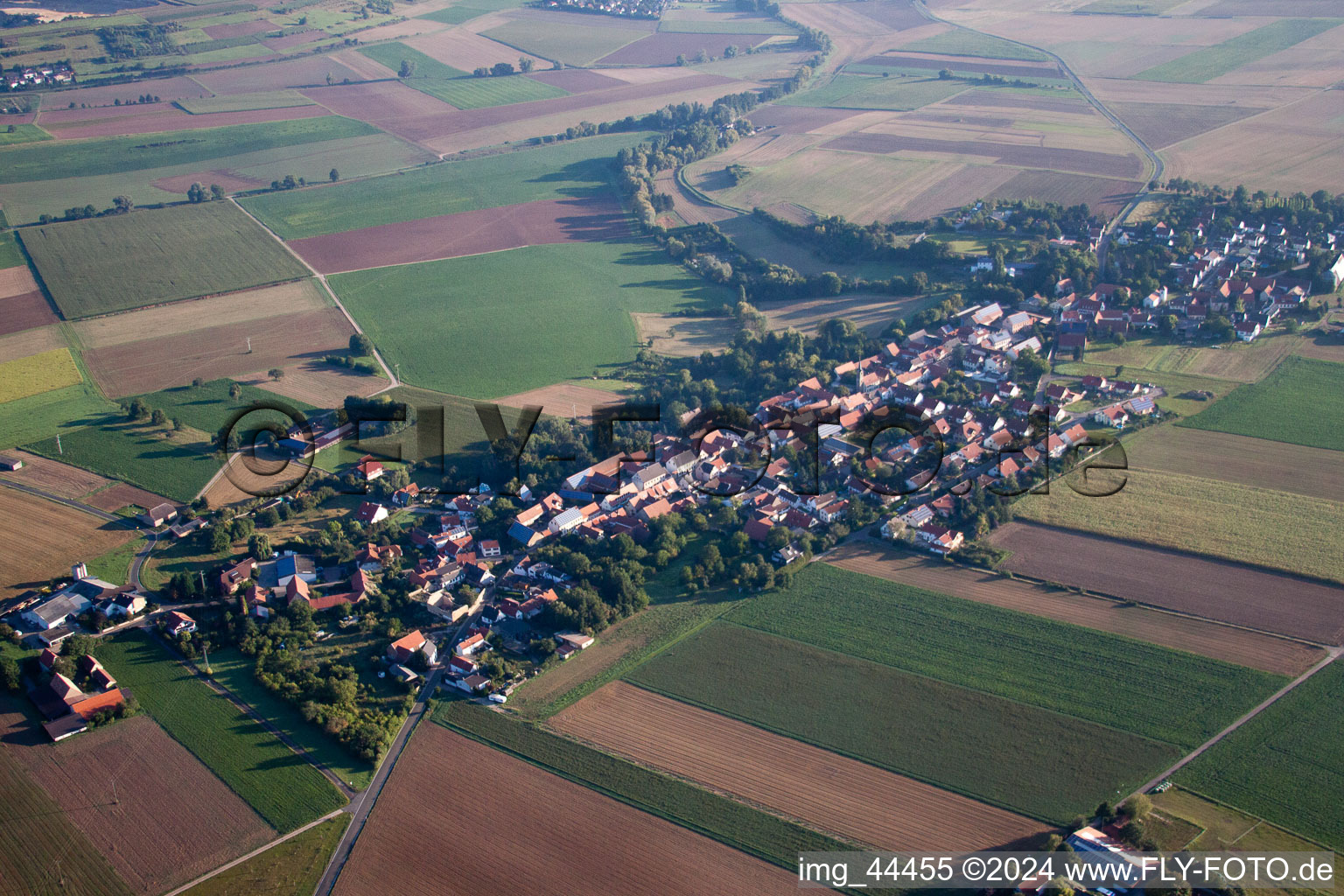 Vue aérienne de Lautersheim dans le département Rhénanie-Palatinat, Allemagne