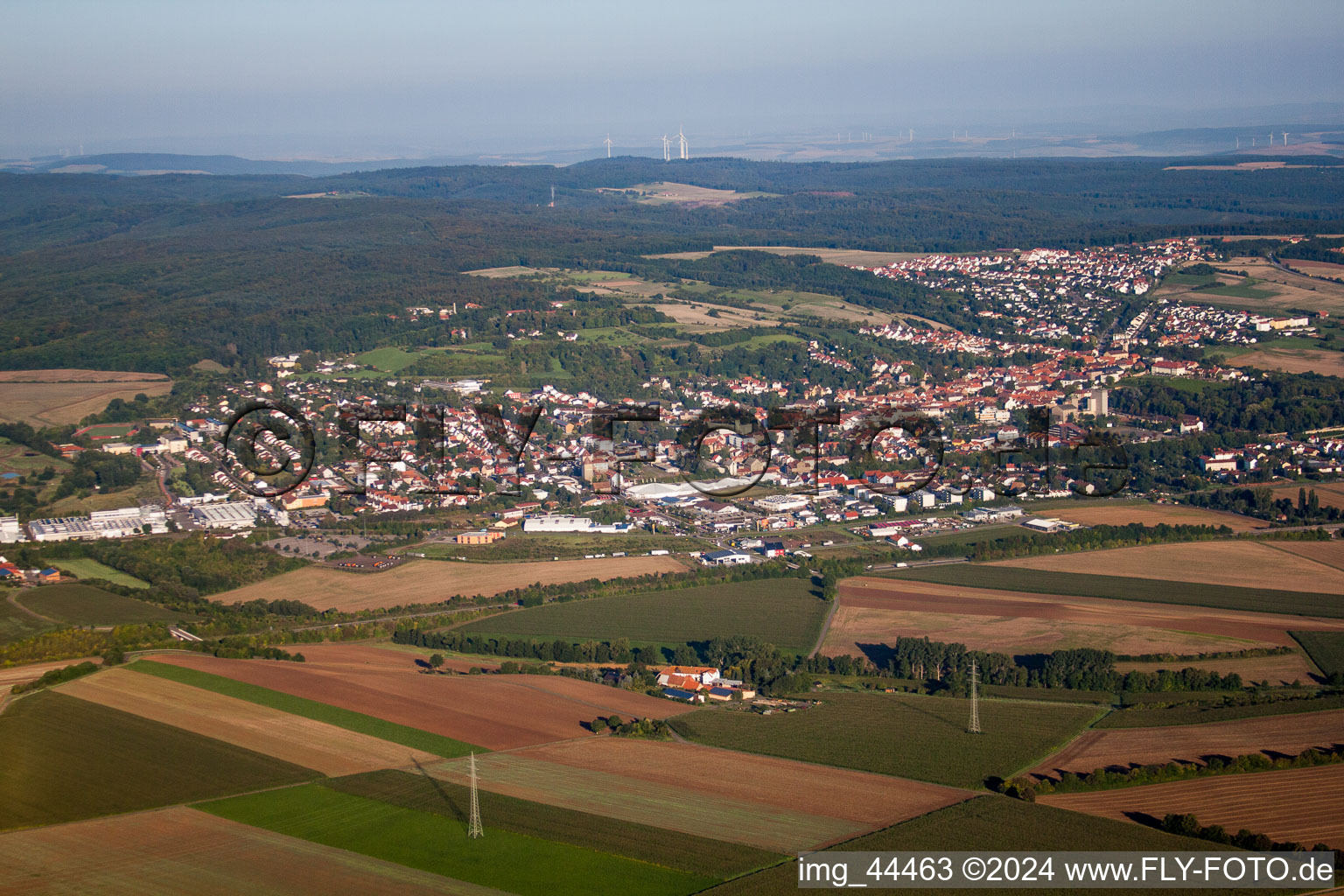 Vue oblique de Vue des rues et des maisons des quartiers résidentiels à Kirchheimbolanden dans le département Rhénanie-Palatinat, Allemagne