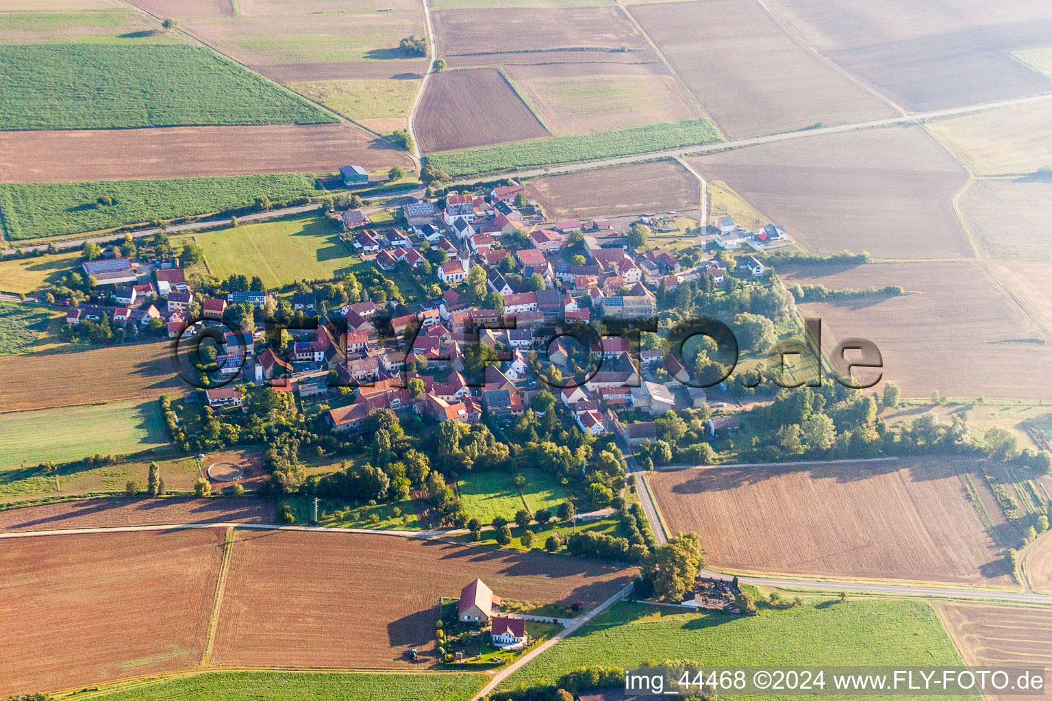 Vue aérienne de Champs agricoles et surfaces utilisables à Rittersheim dans le département Rhénanie-Palatinat, Allemagne